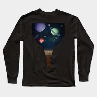 Galaxy coming out of paint brush Long Sleeve T-Shirt